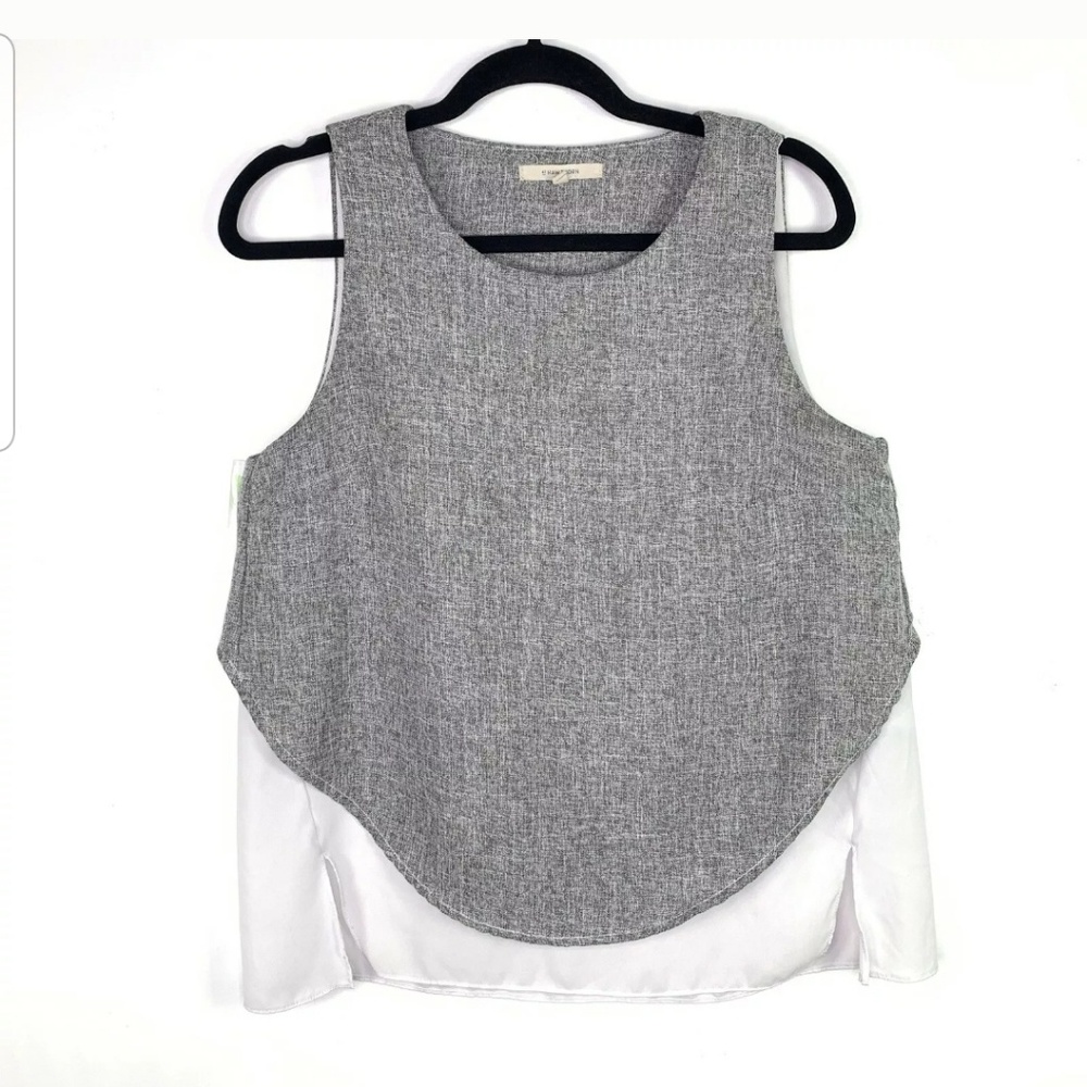 41Hawthorn Womens Sz M Gray White Tank Top Blouse